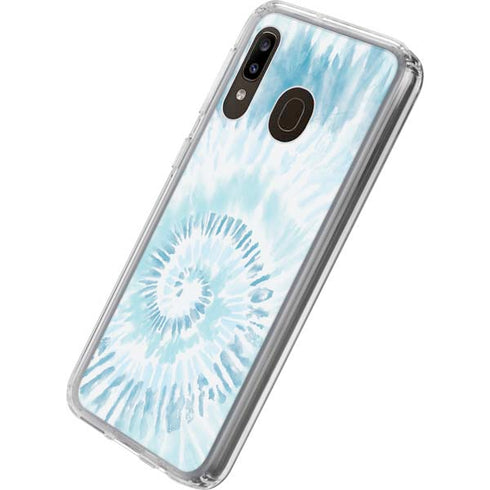 Blue and White Tie Dye Galaxy A20 Clear Case
